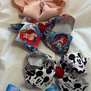 Disney Character Hair Bow Set - Pink, Red, Black